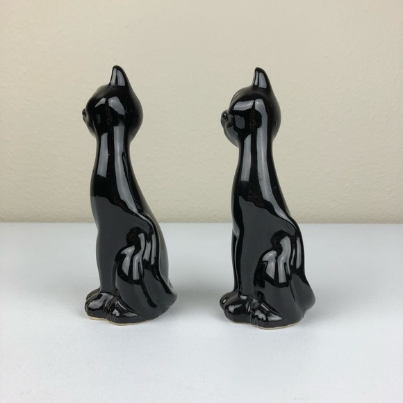 VTG Set of 2 MCM 6" Tall Black Cat Figurines Moder - Picture 3 of 10
